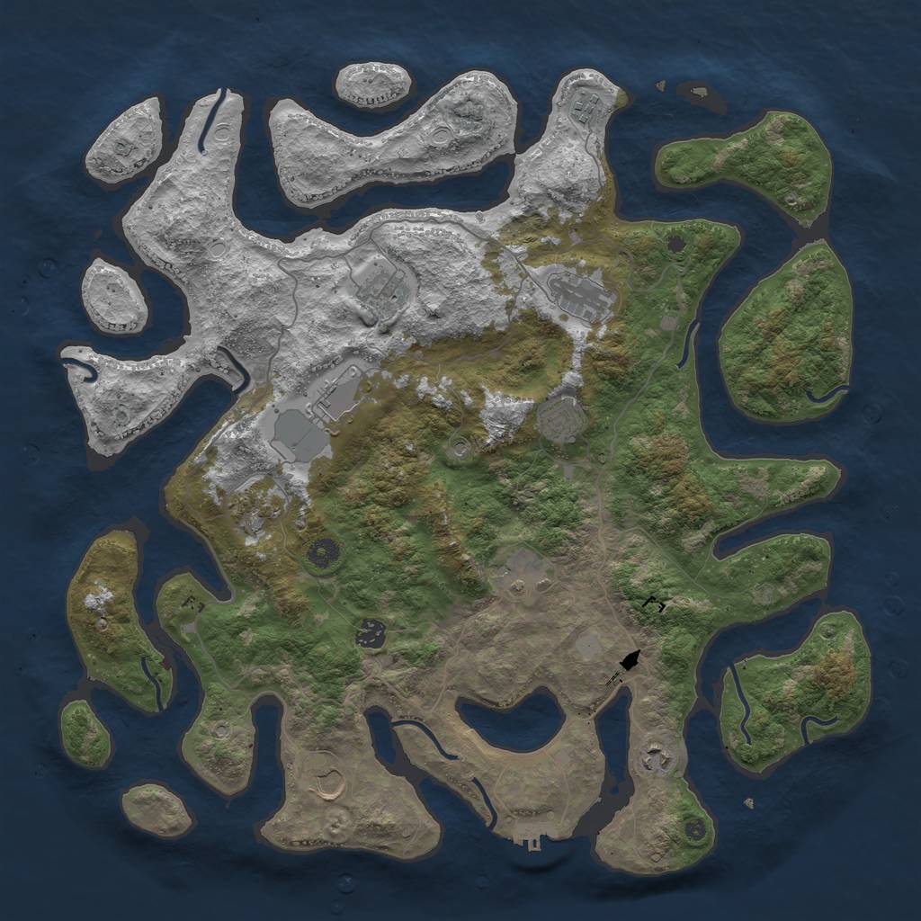 Rust Map: Procedural Map, Size: 4500, Seed: 81712, 17 Monuments
