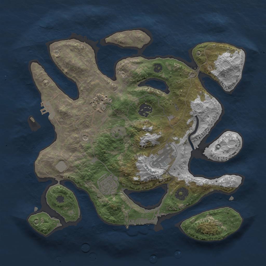 Rust Map: Procedural Map, Size: 3000, Seed: 1324036606, 12 Monuments