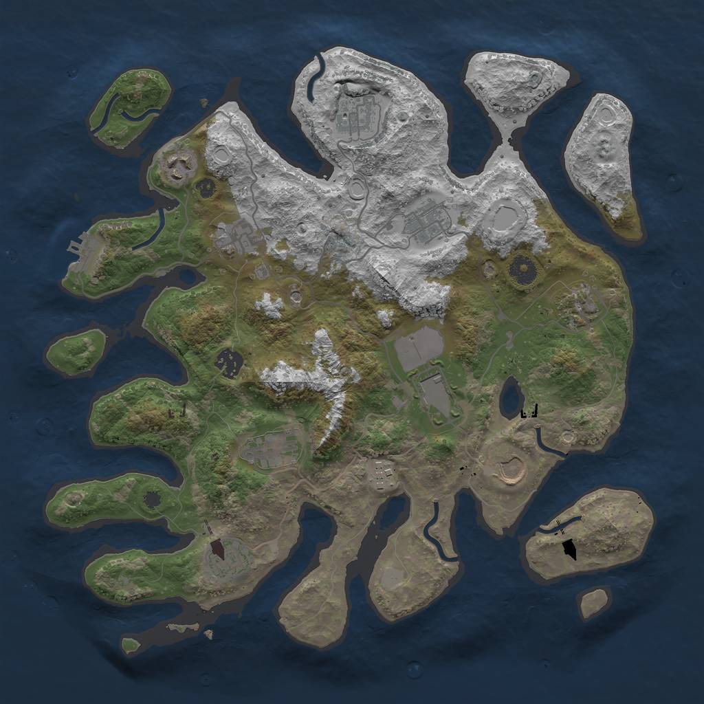 Rust Map: Procedural Map, Size: 3800, Seed: 131712, 18 Monuments