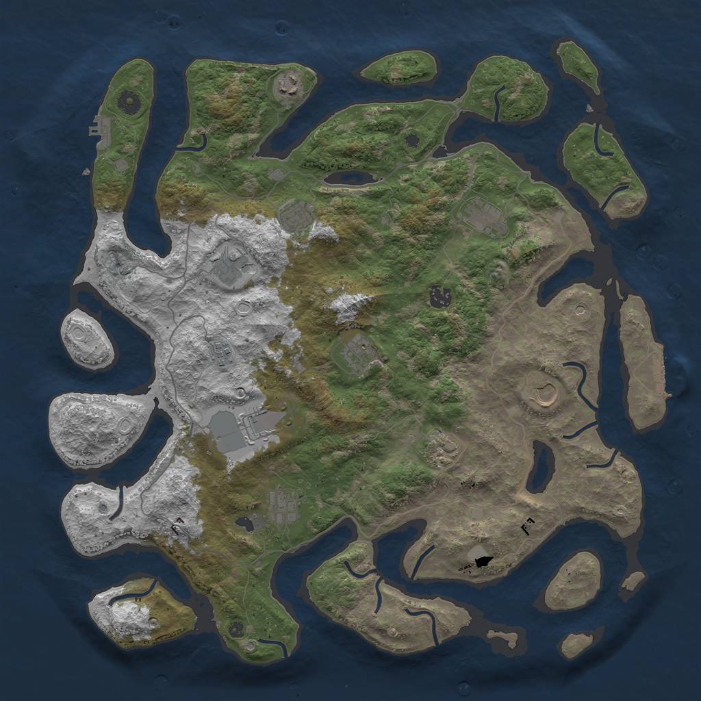 Rust Map: Procedural Map, Size: 4500, Seed: 31712, 19 Monuments