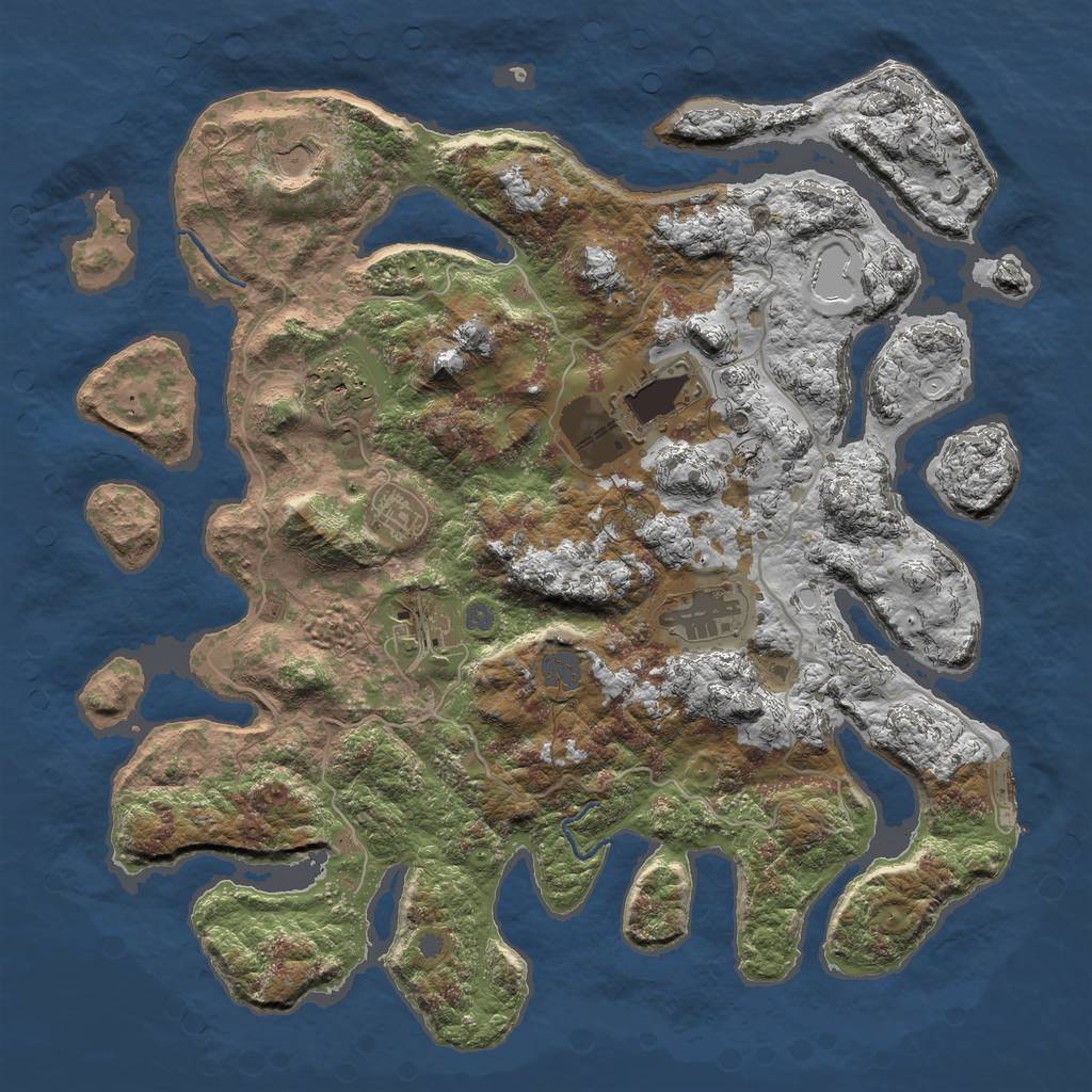 Rust Map: Procedural Map, Size: 4000, Seed: 32708, 12 Monuments