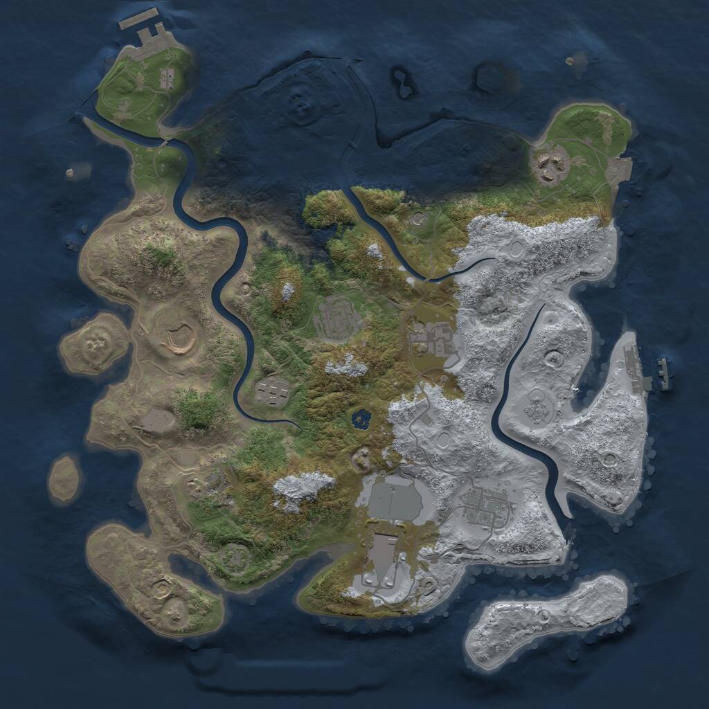 Rust Map: Procedural Map, Size: 3550, Seed: 335517, 14 Monuments