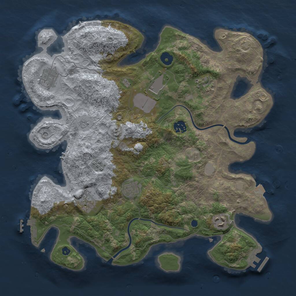 Rust Map: Procedural Map, Size: 3550, Seed: 861301, 14 Monuments