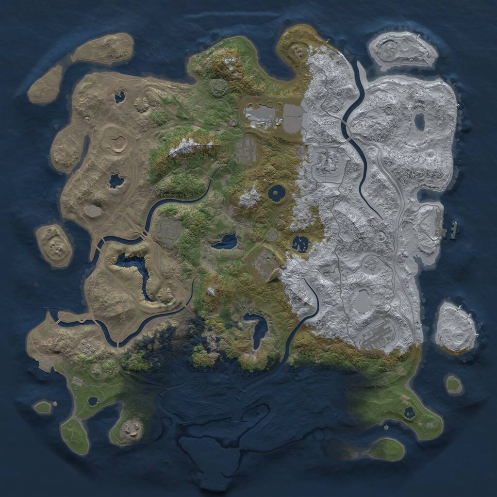 Rust Map: Procedural Map, Size: 4500, Seed: 51712, 16 Monuments