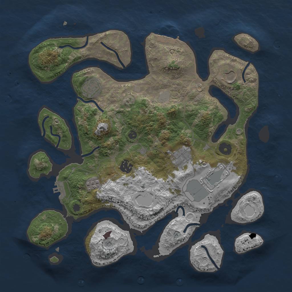 Rust Map: Procedural Map, Size: 3500, Seed: 32990124, 14 Monuments