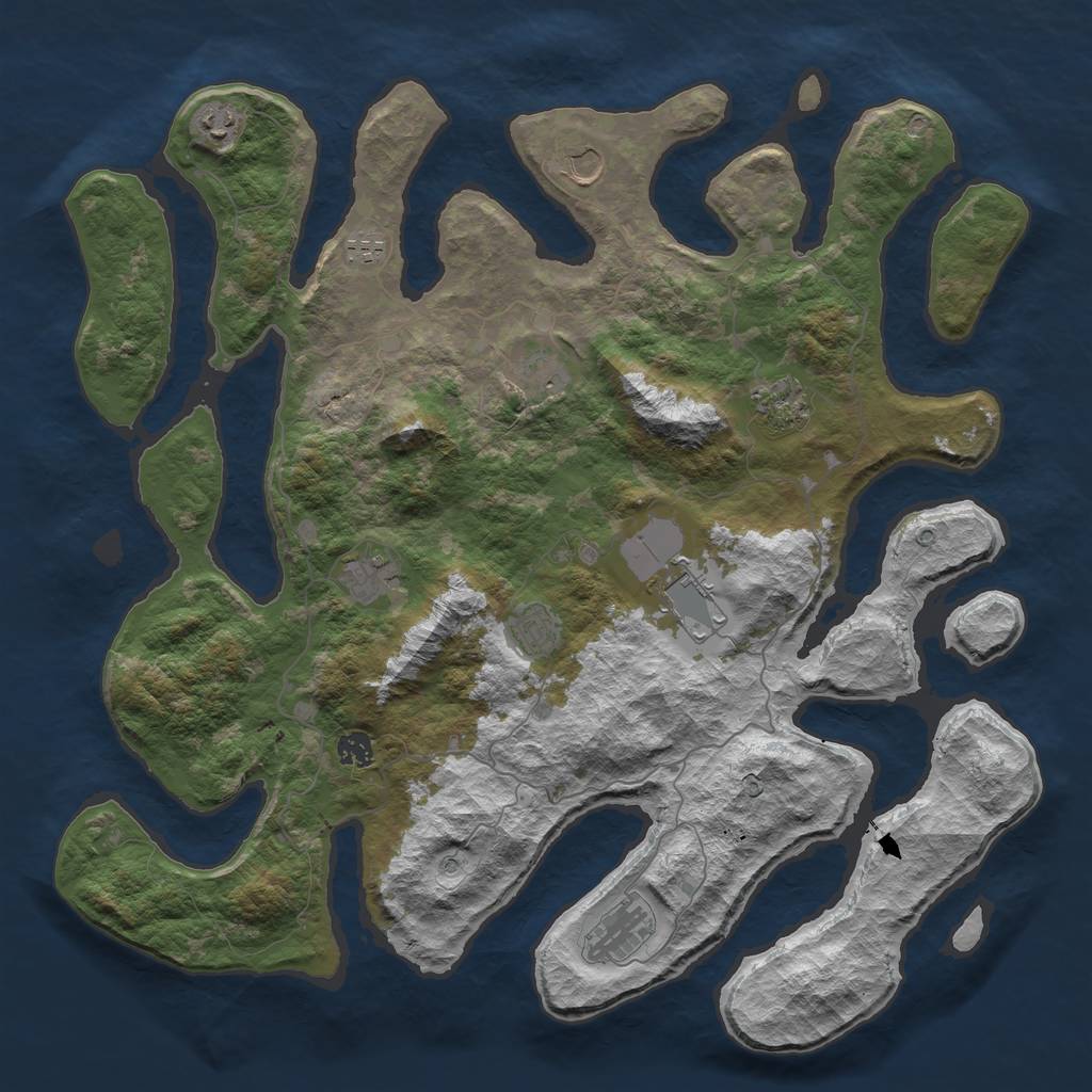 Rust Map: Barren, Size: 4500, Seed: 61712, 13 Monuments