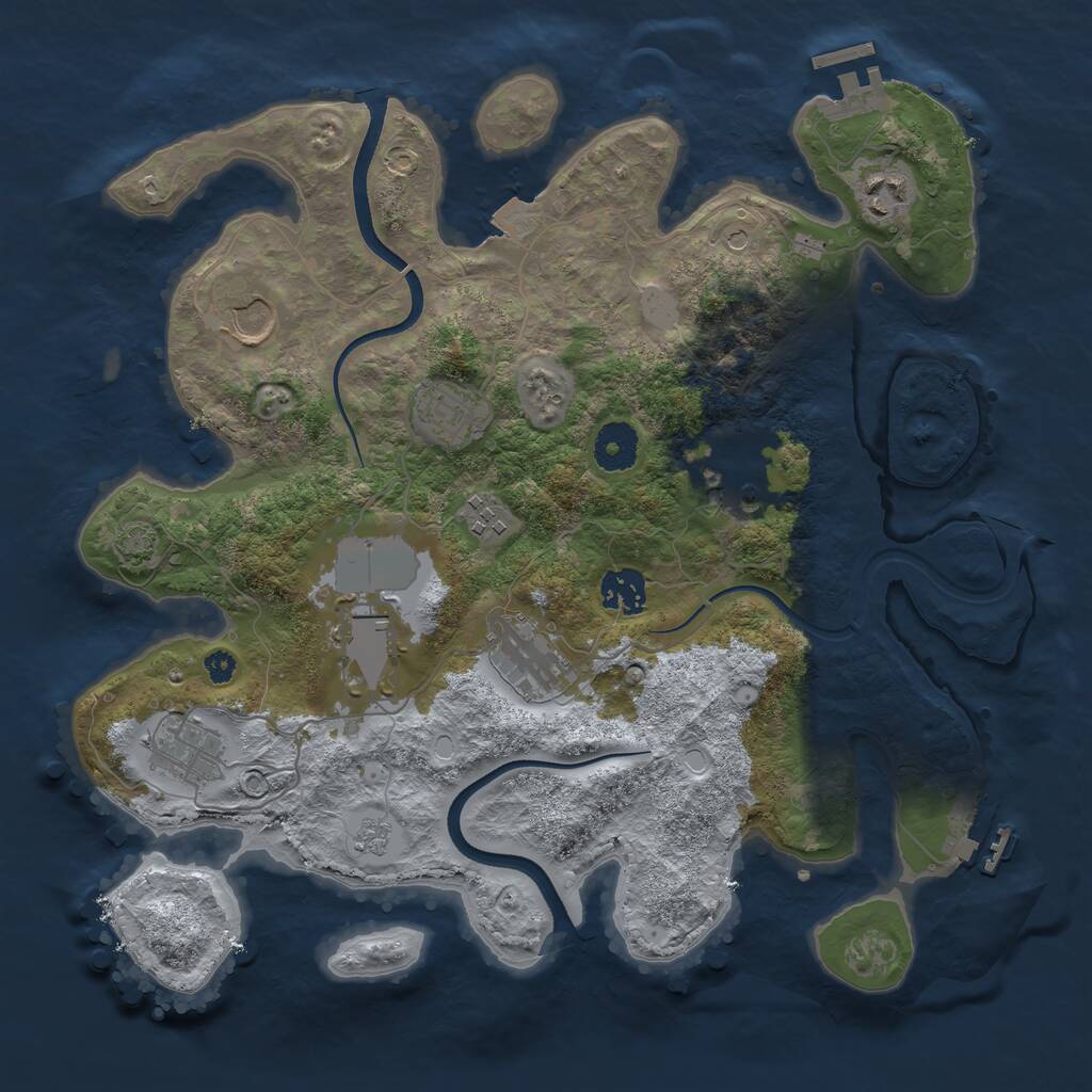 Rust Map: Procedural Map, Size: 3500, Seed: 4133, 15 Monuments