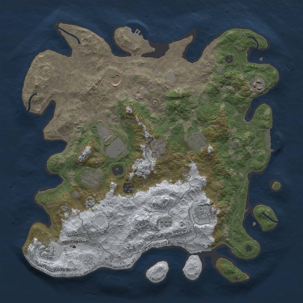 Rust Map: Procedural Map, Size: 4000, Seed: 32707, 19 Monuments