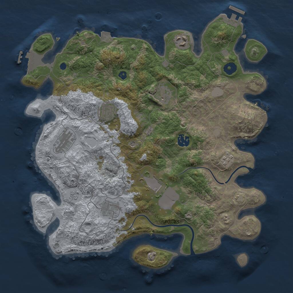 Rust Map: Procedural Map, Size: 3550, Seed: 328682, 14 Monuments