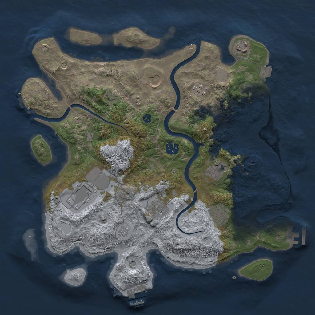 Rust Map: Procedural Map, Size: 3550, Seed: 640628, 14 Monuments