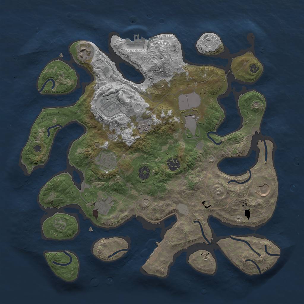 Rust Map: Procedural Map, Size: 3550, Seed: 777309, 16 Monuments