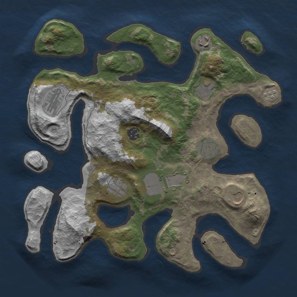 Rust Map: Barren, Size: 3500, Seed: 181221, 12 Monuments
