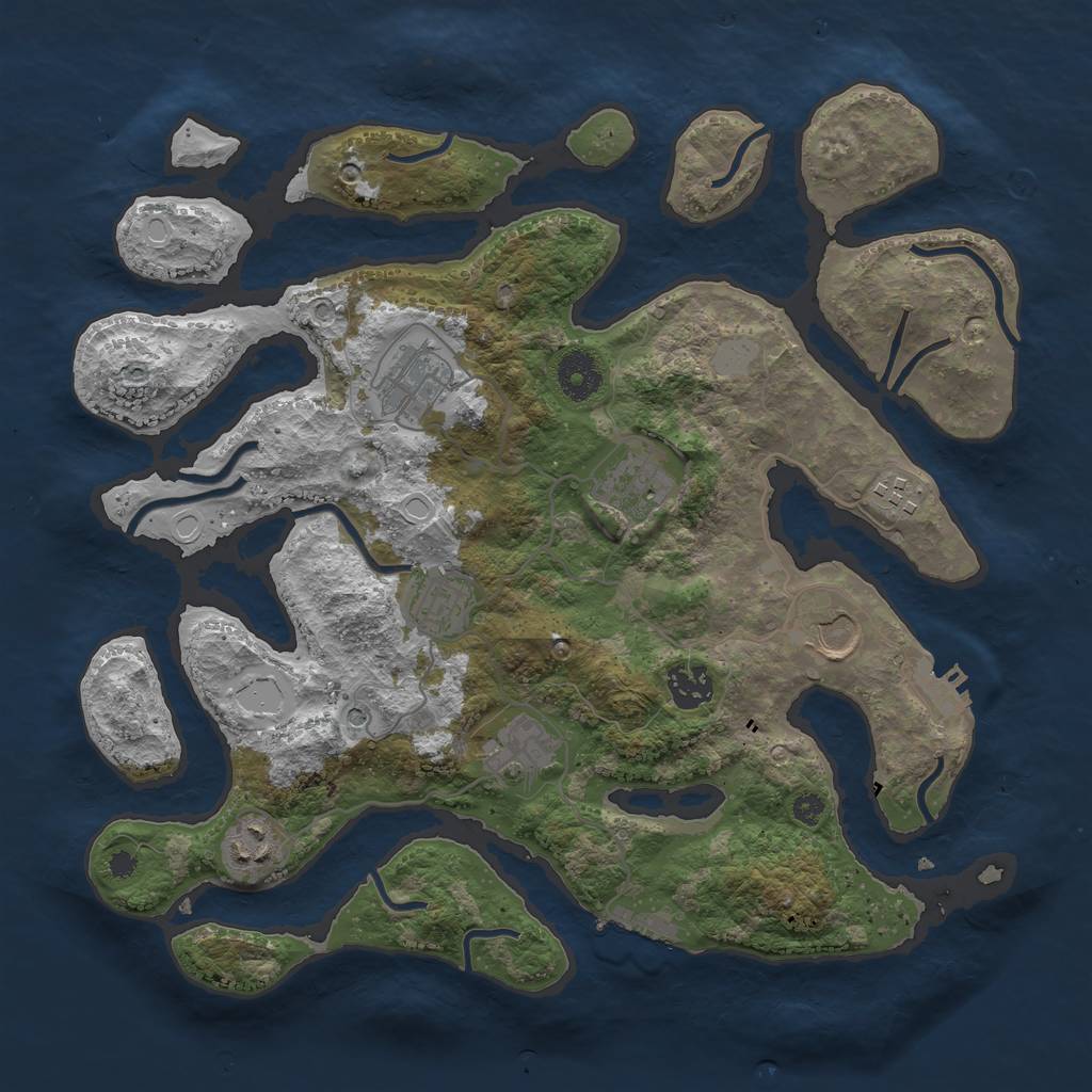 Rust Map: Procedural Map, Size: 3550, Seed: 31398, 16 Monuments