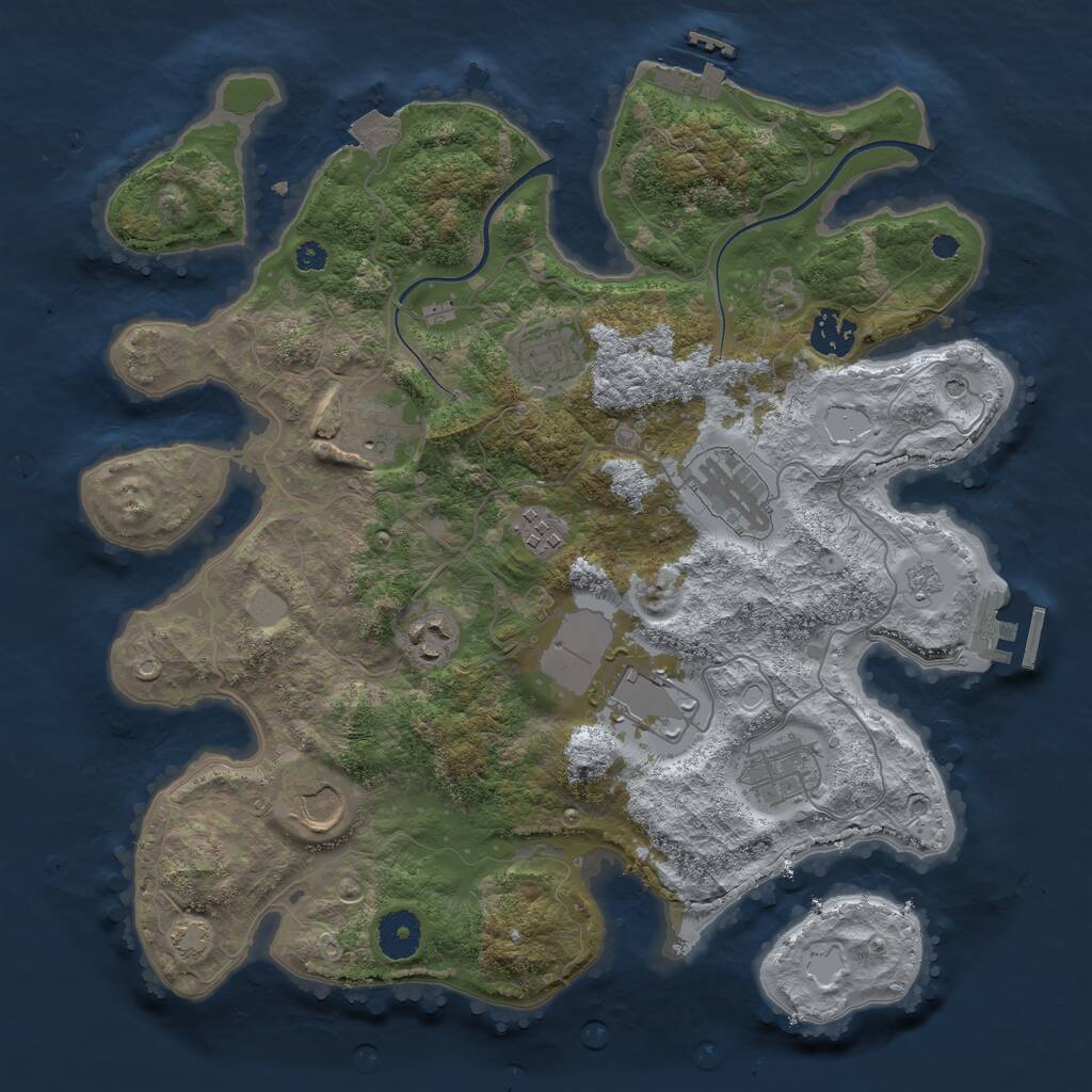 Rust Map: Procedural Map, Size: 3550, Seed: 717315, 15 Monuments
