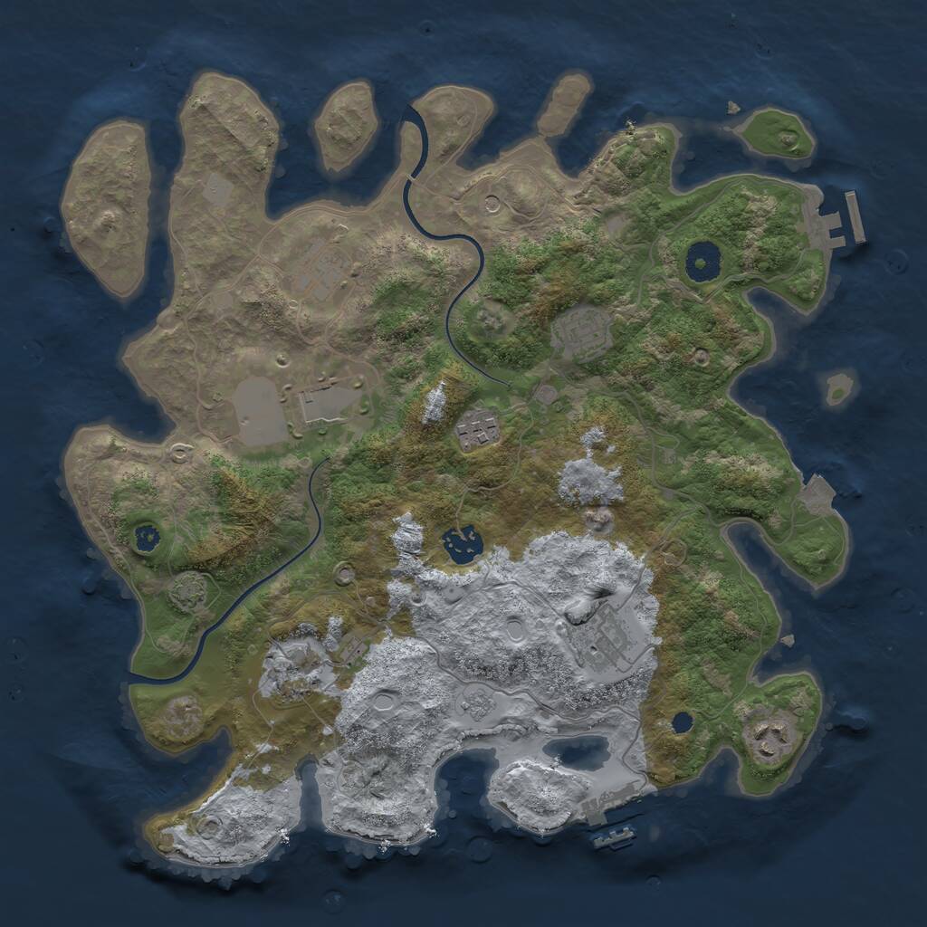 Rust Map: Procedural Map, Size: 3600, Seed: 1111111, 14 Monuments