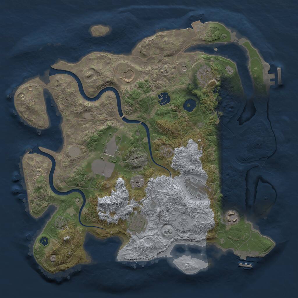 Rust Map: Procedural Map, Size: 3550, Seed: 906479, 14 Monuments