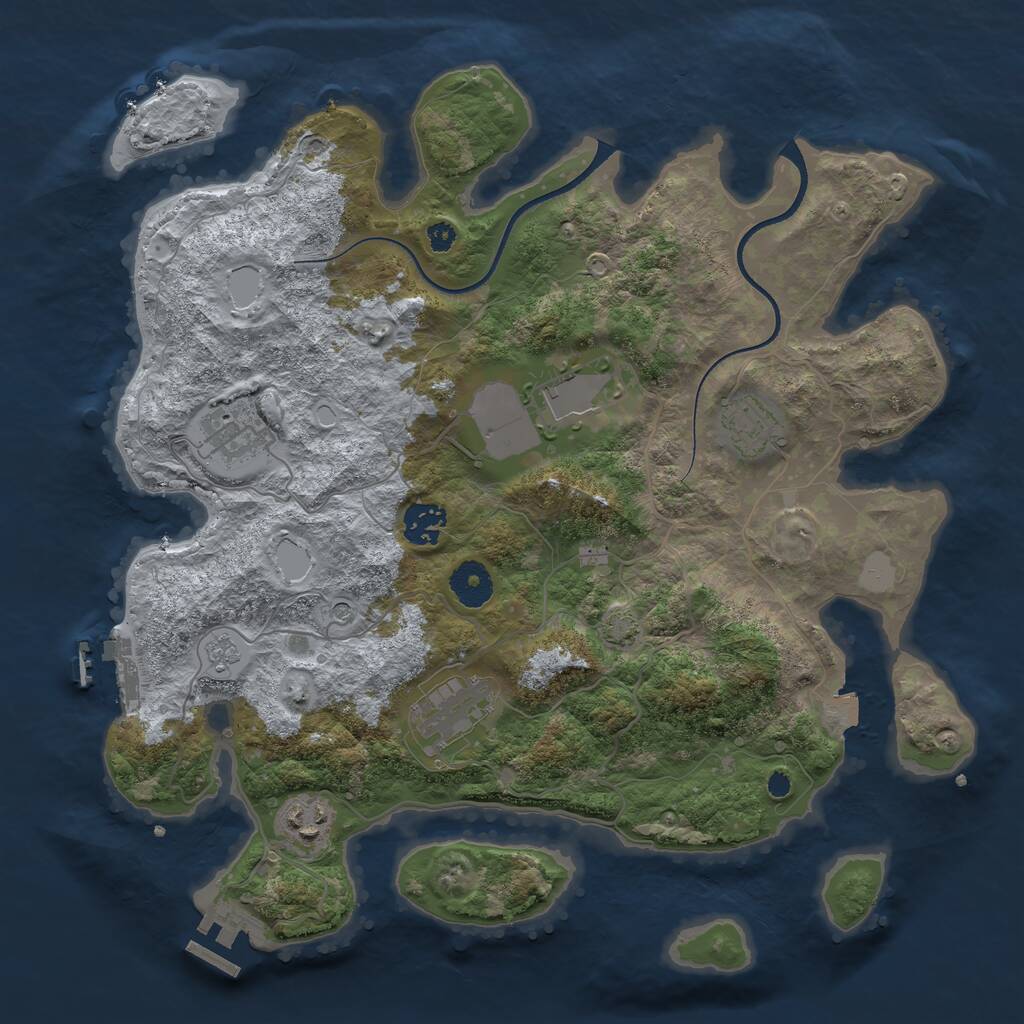 Rust Map: Procedural Map, Size: 3550, Seed: 947011, 12 Monuments