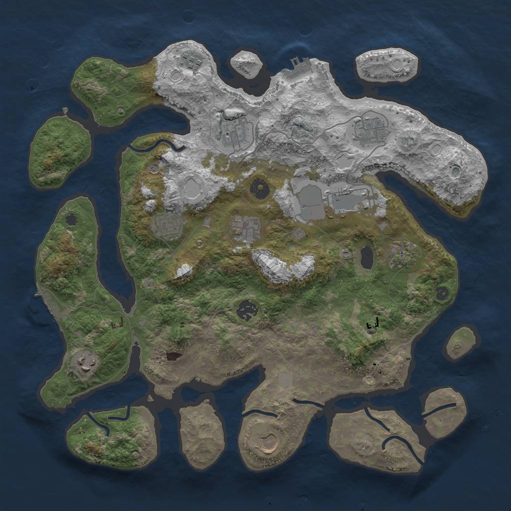 Rust Map: Procedural Map, Size: 3850, Seed: 345710400, 18 Monuments