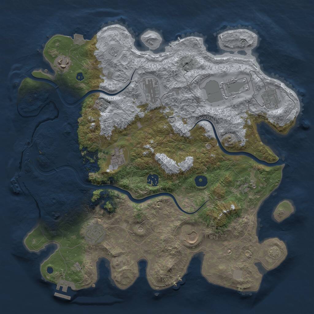 Rust Map: Procedural Map, Size: 3850, Seed: 345710400, 16 Monuments