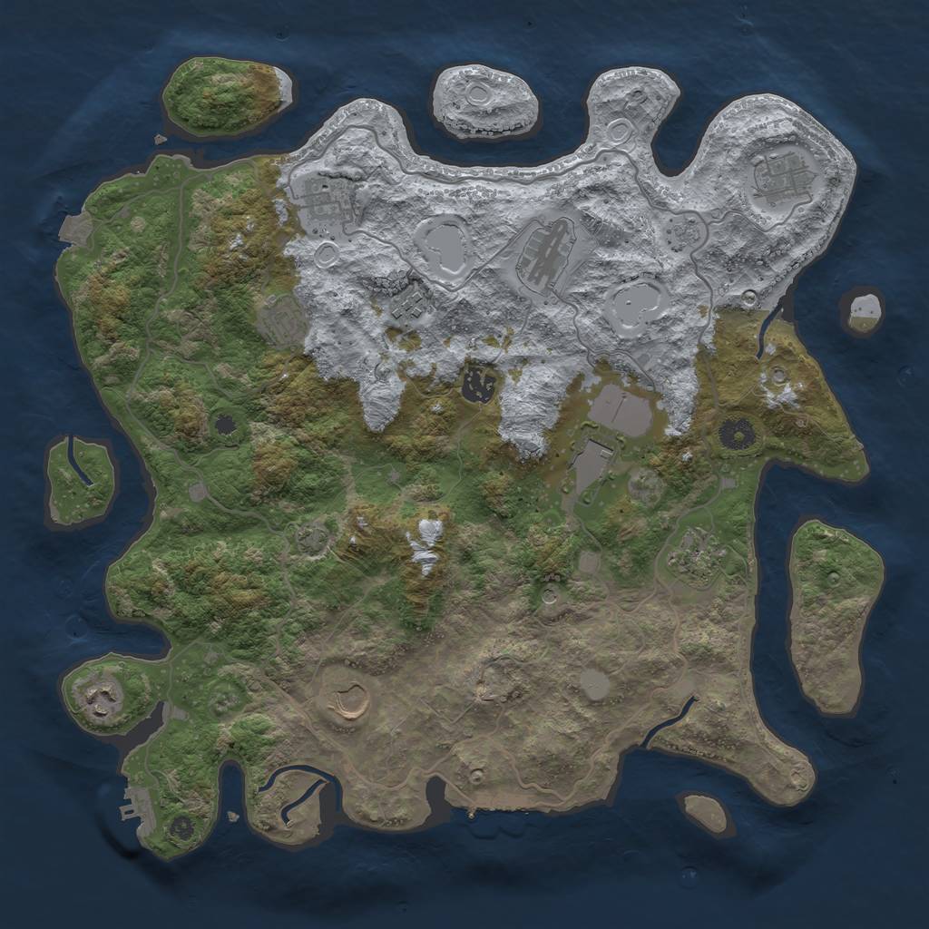 Rust Map: Procedural Map, Size: 4000, Seed: 749994823, 18 Monuments