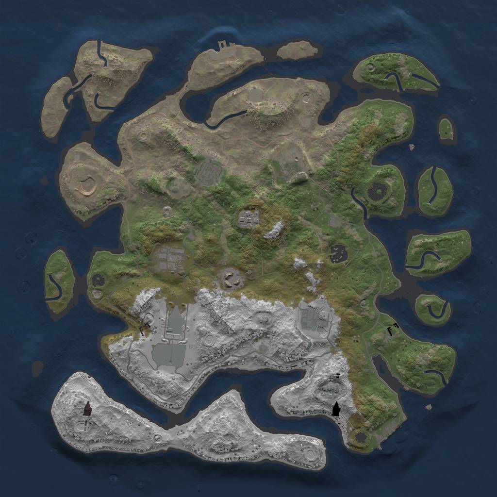 Rust Map: Procedural Map, Size: 4000, Seed: 1000864925, 17 Monuments