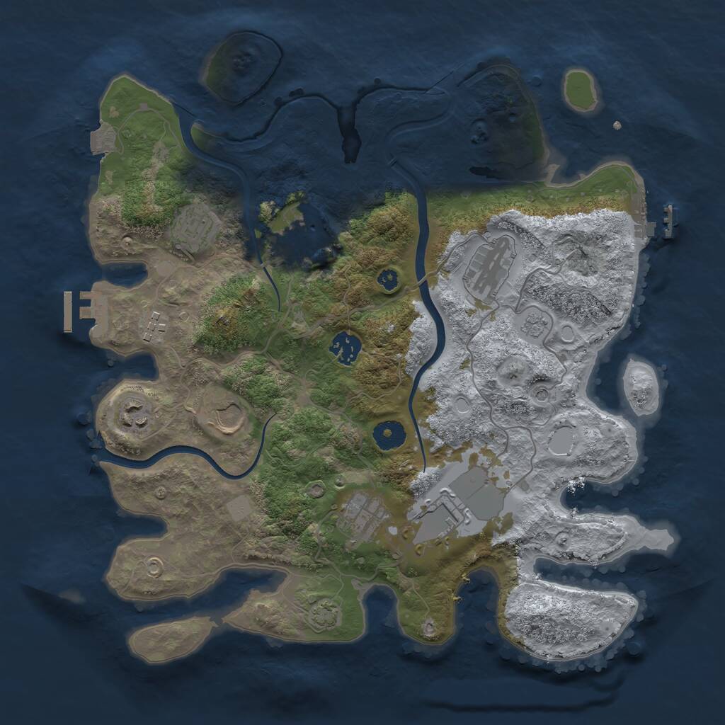 Rust Map: Procedural Map, Size: 3550, Seed: 274918, 15 Monuments