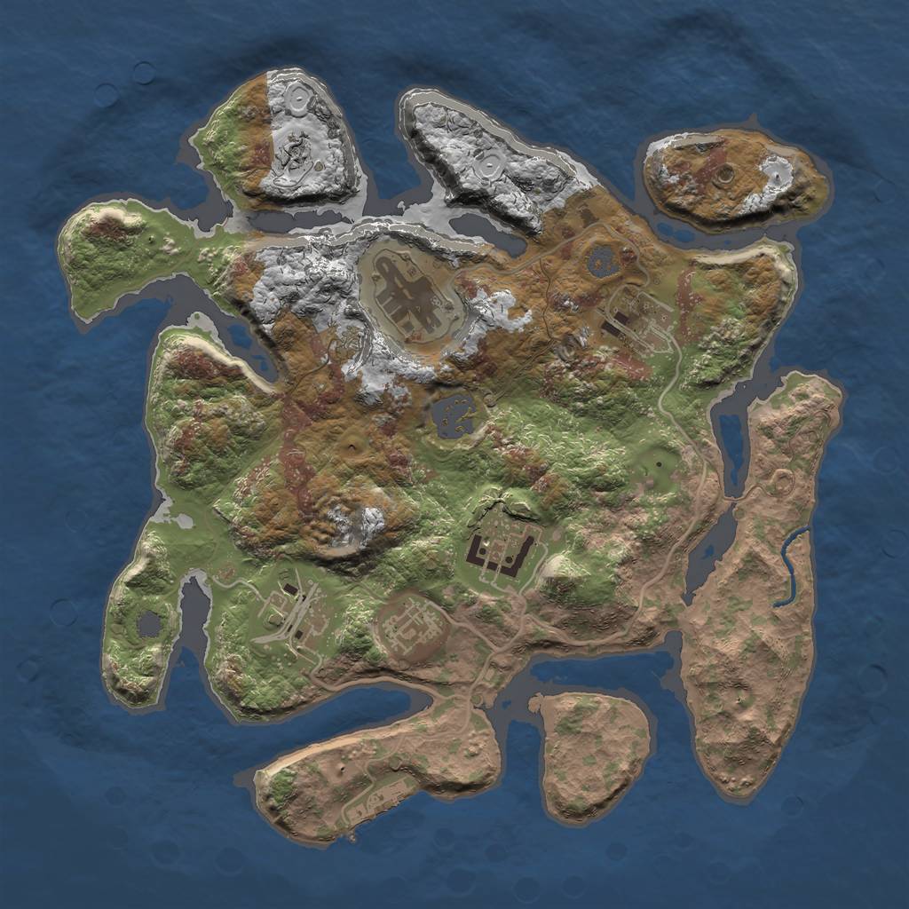 Rust Map: Procedural Map, Size: 3000, Seed: 2342924, 11 Monuments