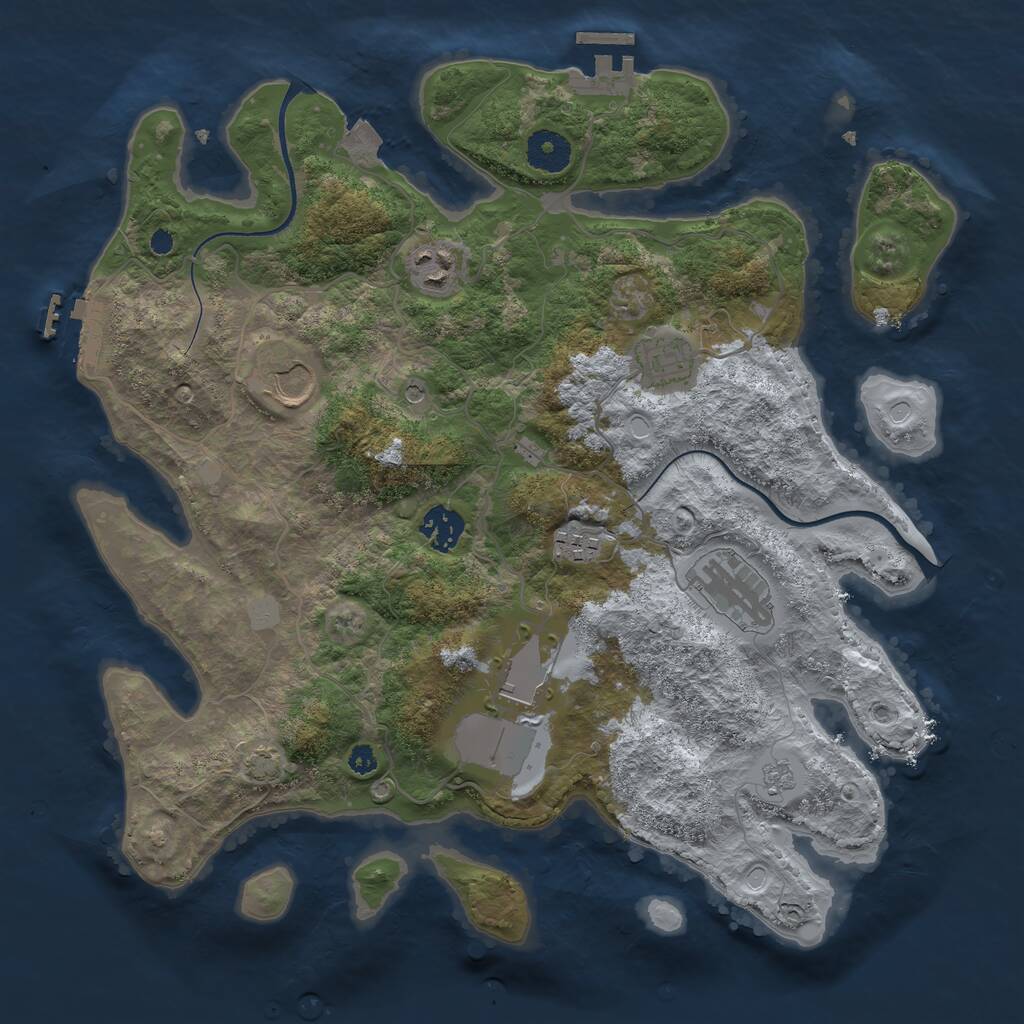 Rust Map: Procedural Map, Size: 3550, Seed: 622756, 13 Monuments