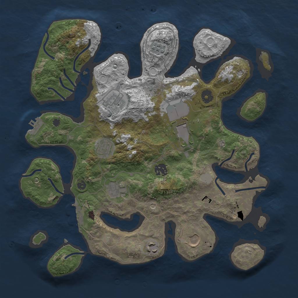 Rust Map: Procedural Map, Size: 3500, Seed: 136446762, 16 Monuments