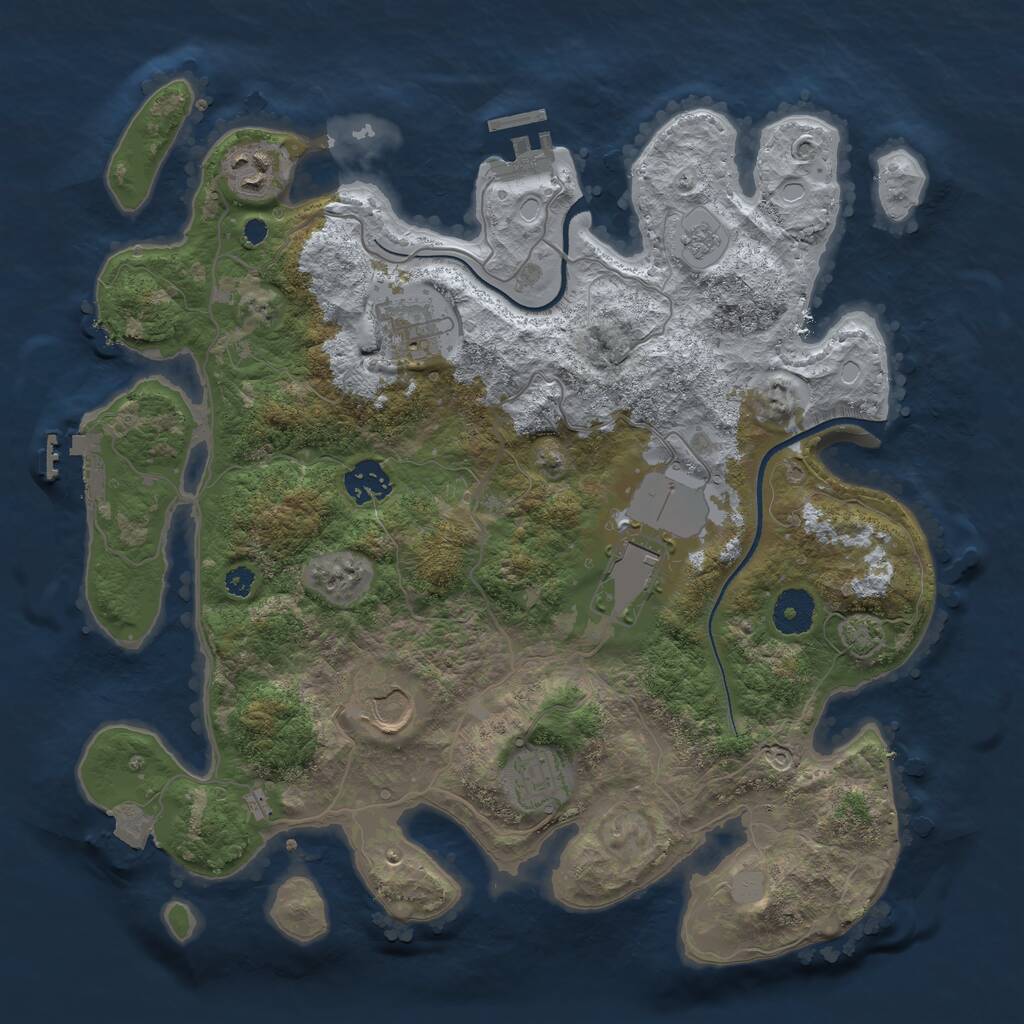 Rust Map: Procedural Map, Size: 3500, Seed: 1330450514, 11 Monuments