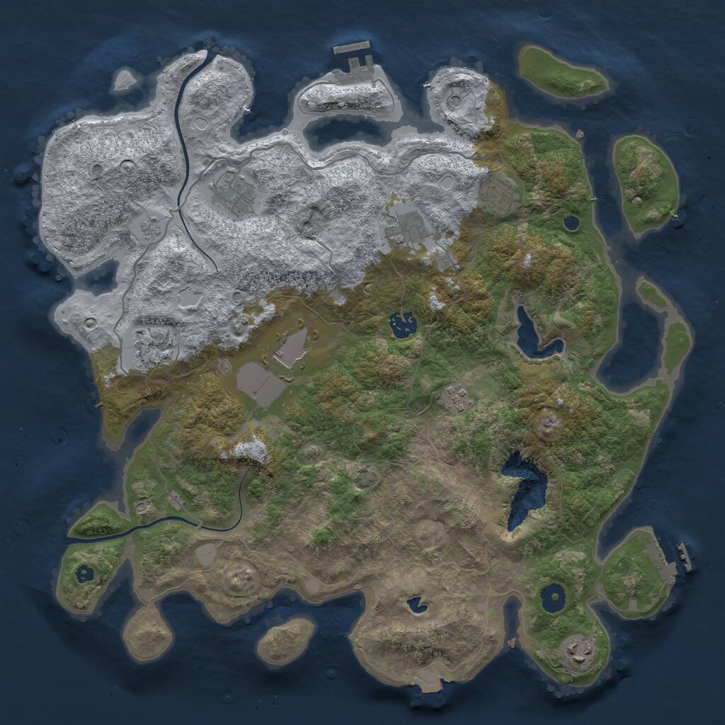 Rust Map: Procedural Map, Size: 4000, Seed: 938815, 14 Monuments
