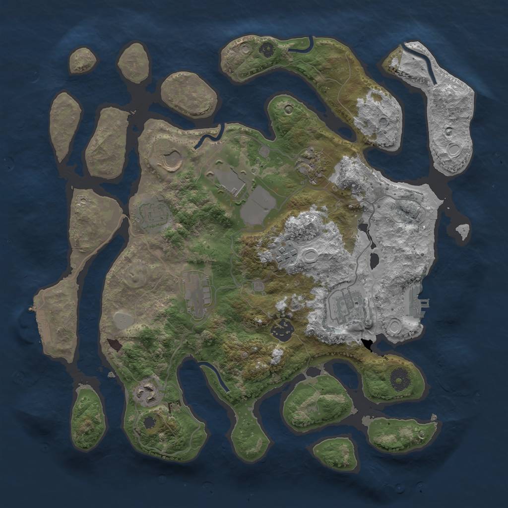 Rust Map: Procedural Map, Size: 3550, Seed: 991032, 16 Monuments