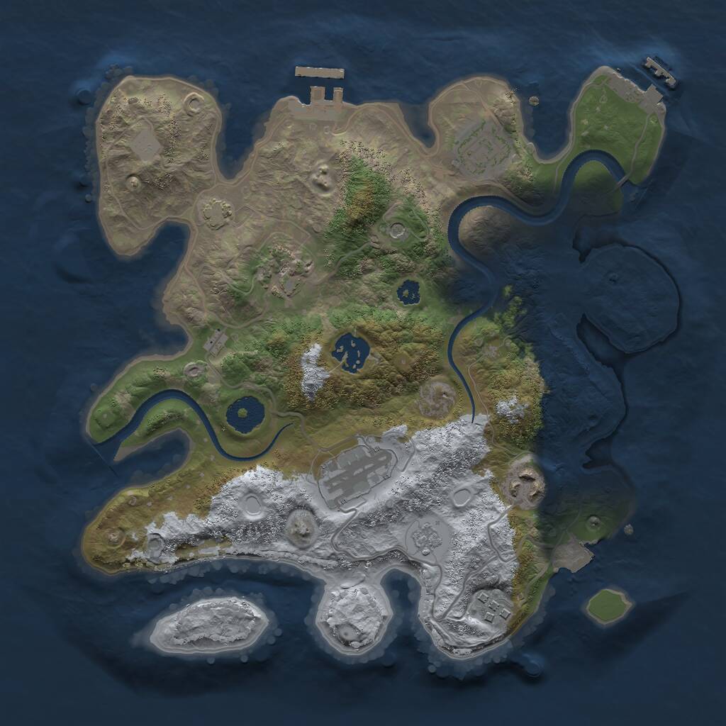 Rust Map: Procedural Map, Size: 3000, Seed: 344270356, 12 Monuments