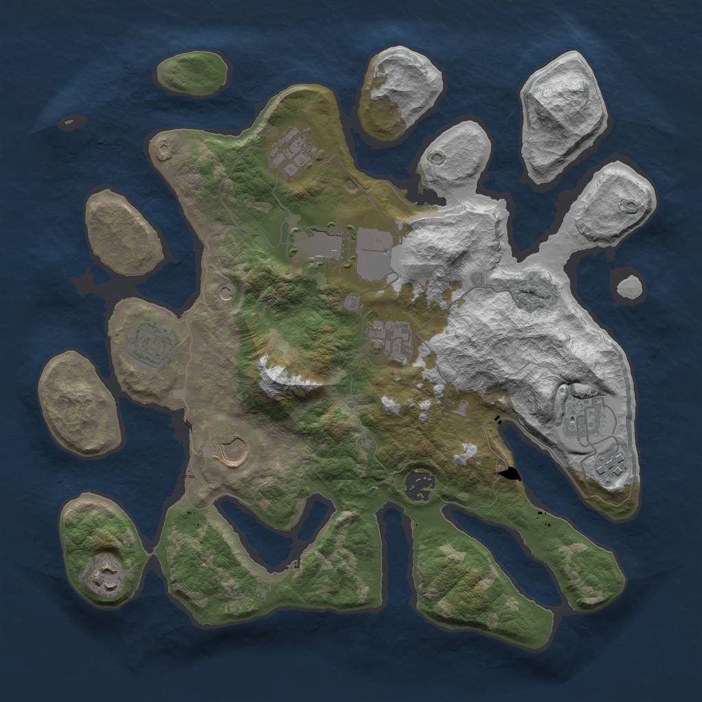 Rust Map: Barren, Size: 3500, Seed: 178362218, 12 Monuments