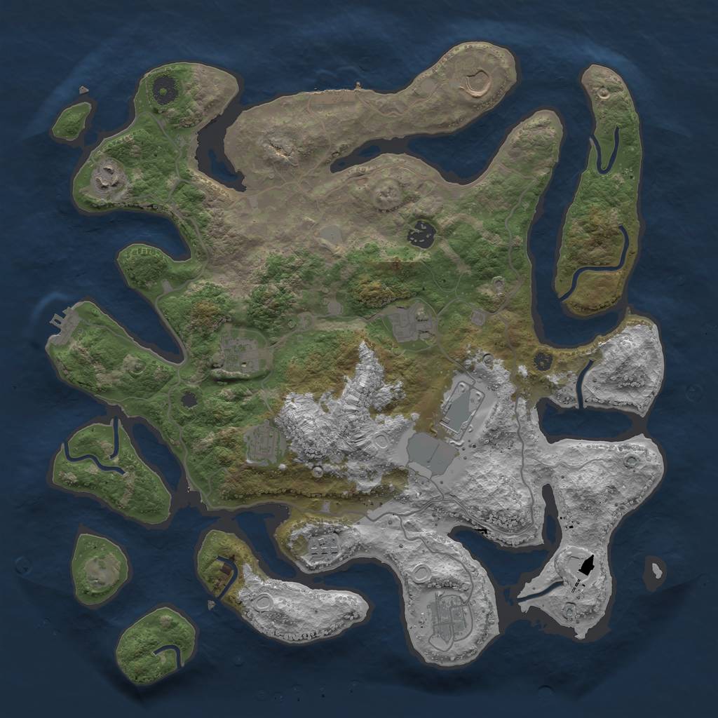Rust Map: Procedural Map, Size: 4000, Seed: 466621, 16 Monuments