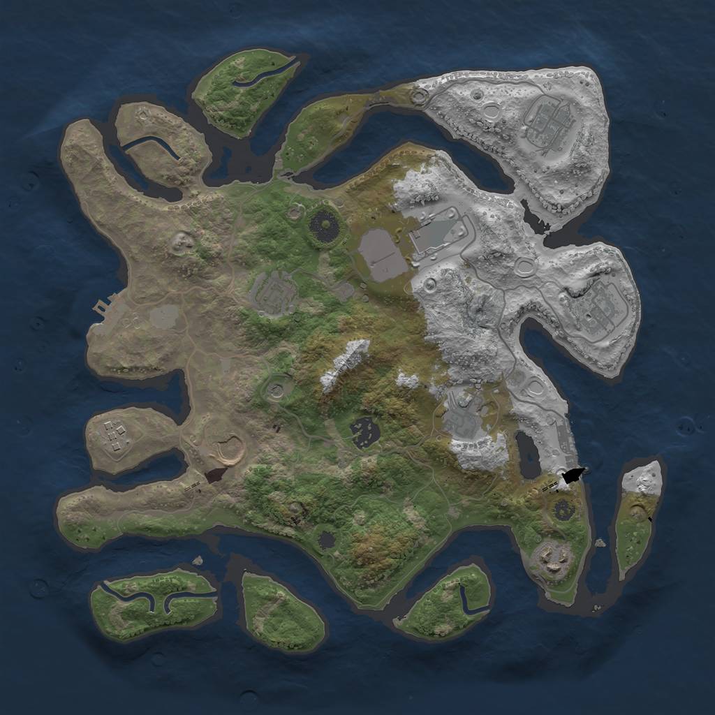 Rust Map: Procedural Map, Size: 3550, Seed: 866455, 17 Monuments