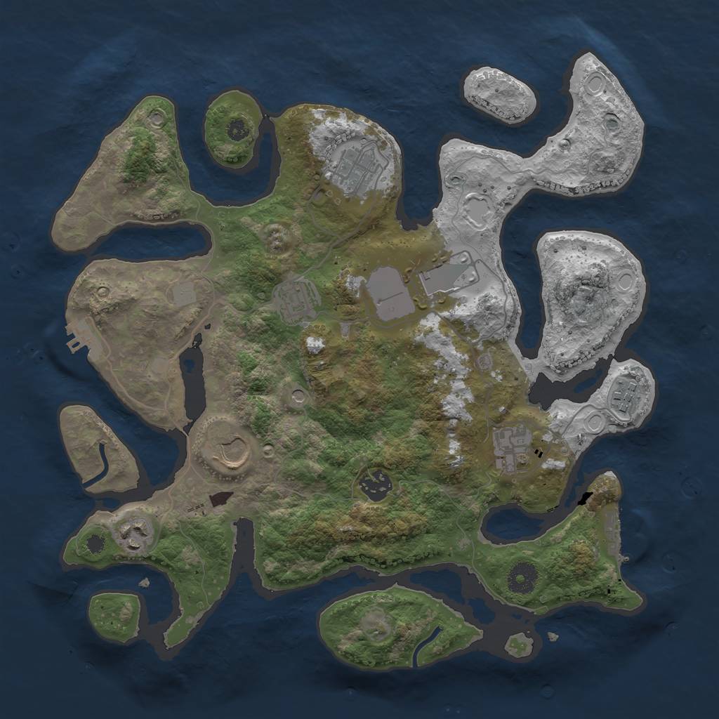 Rust Map: Procedural Map, Size: 3500, Seed: 915699586, 16 Monuments