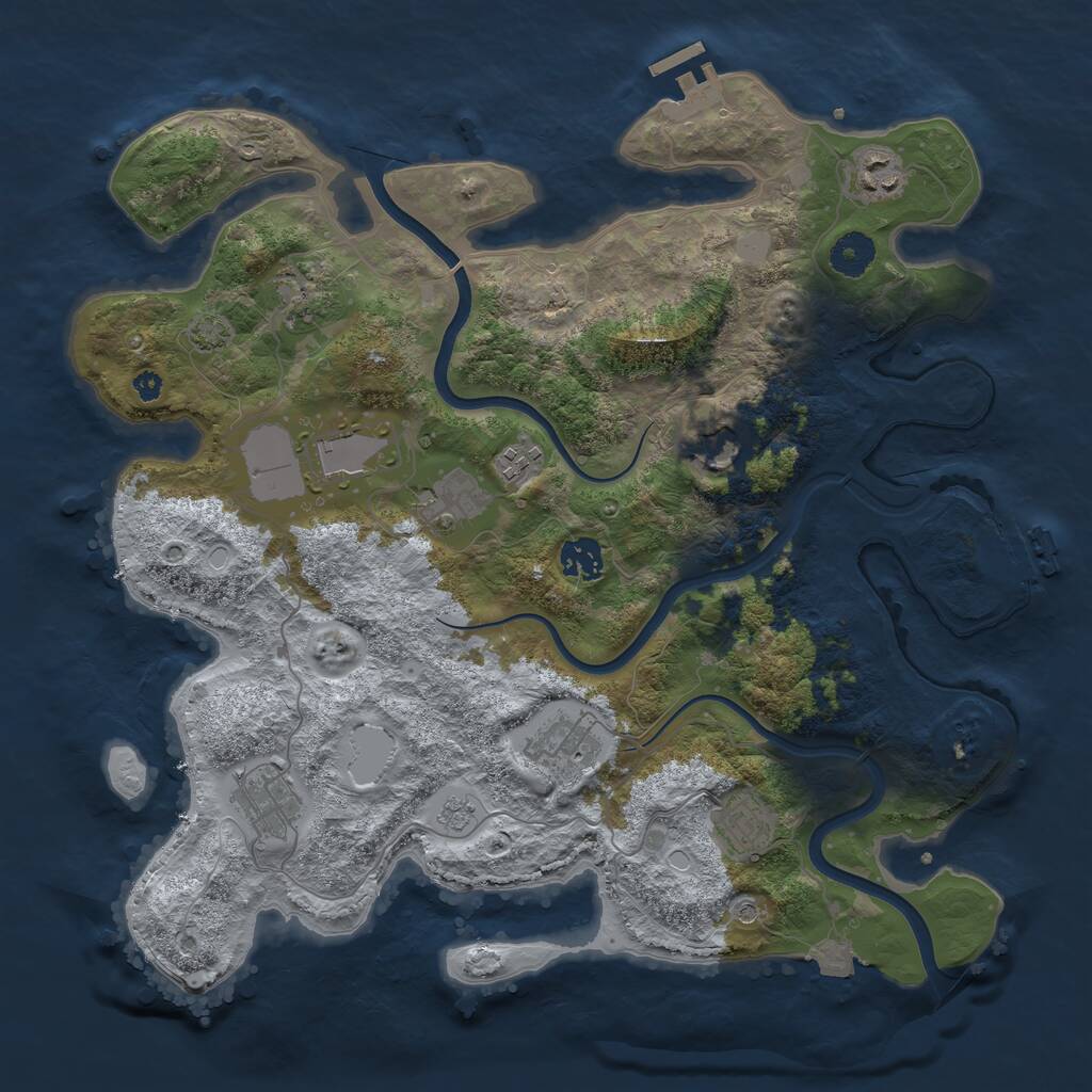 Rust Map: Procedural Map, Size: 3750, Seed: 12365788, 16 Monuments