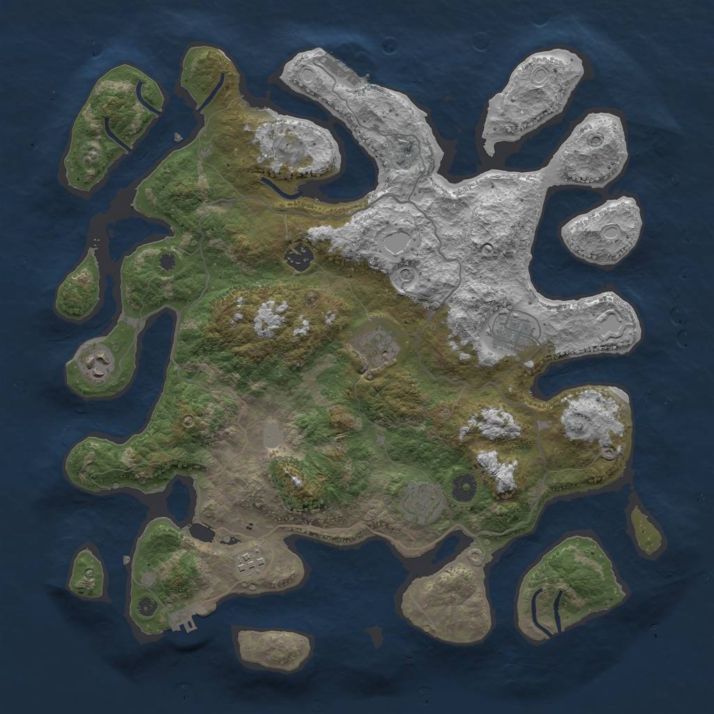 Rust Map: Procedural Map, Size: 4000, Seed: 332623, 14 Monuments