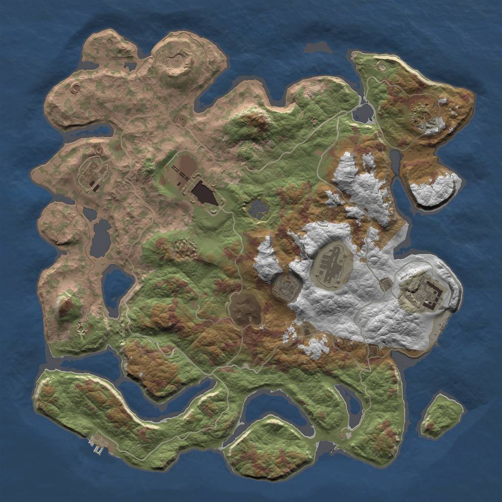 Rust Map: Barren, Size: 4000, Seed: 34, 15 Monuments