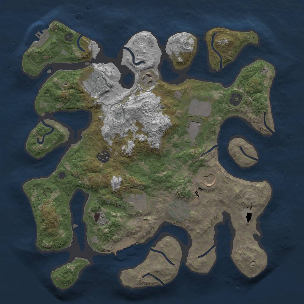 Rust Map: Procedural Map, Size: 3550, Seed: 309221, 16 Monuments