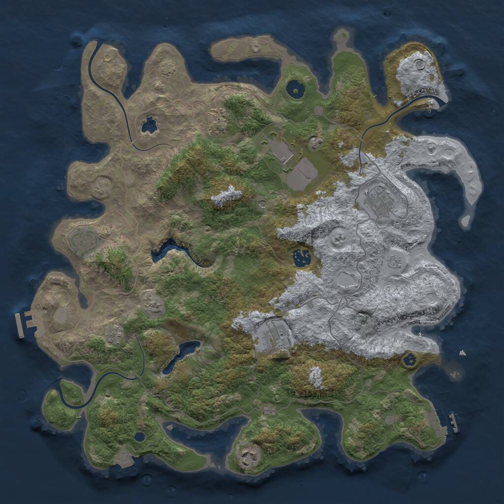 Rust Map: Procedural Map, Size: 4096, Seed: 24345, 14 Monuments