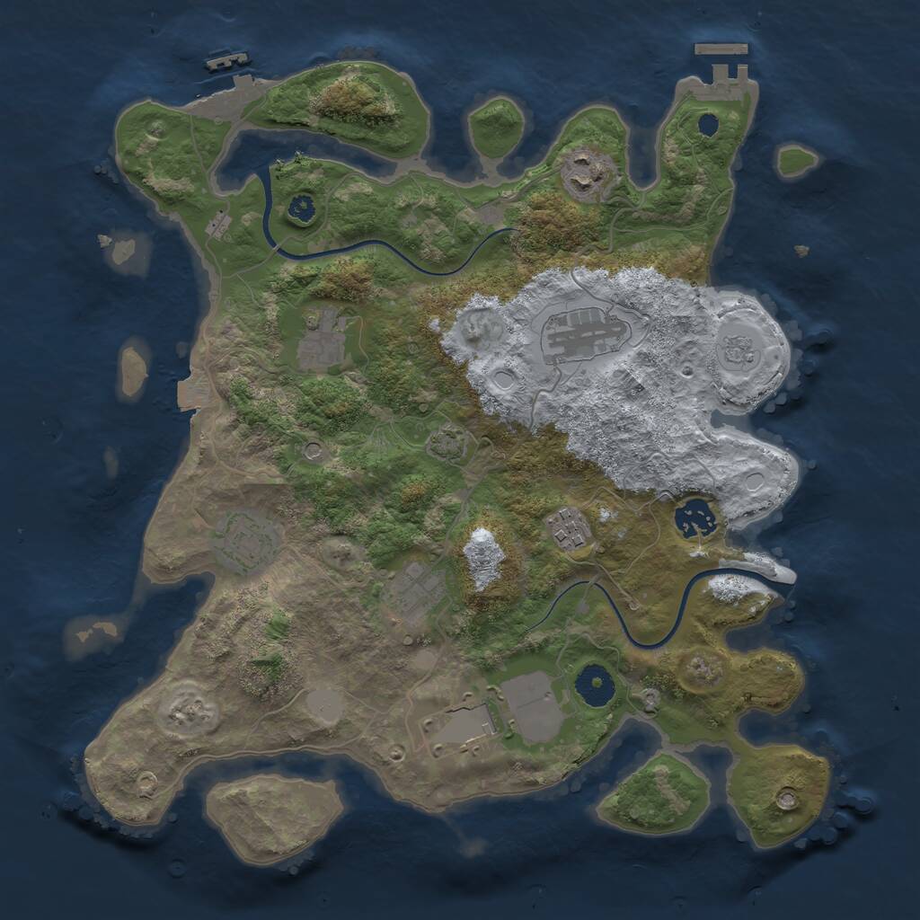 Rust Map: Procedural Map, Size: 3500, Seed: 1406311732, 14 Monuments