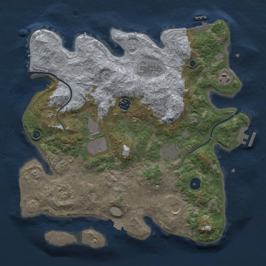 Rust Map: Procedural Map, Size: 3550, Seed: 604103, 14 Monuments