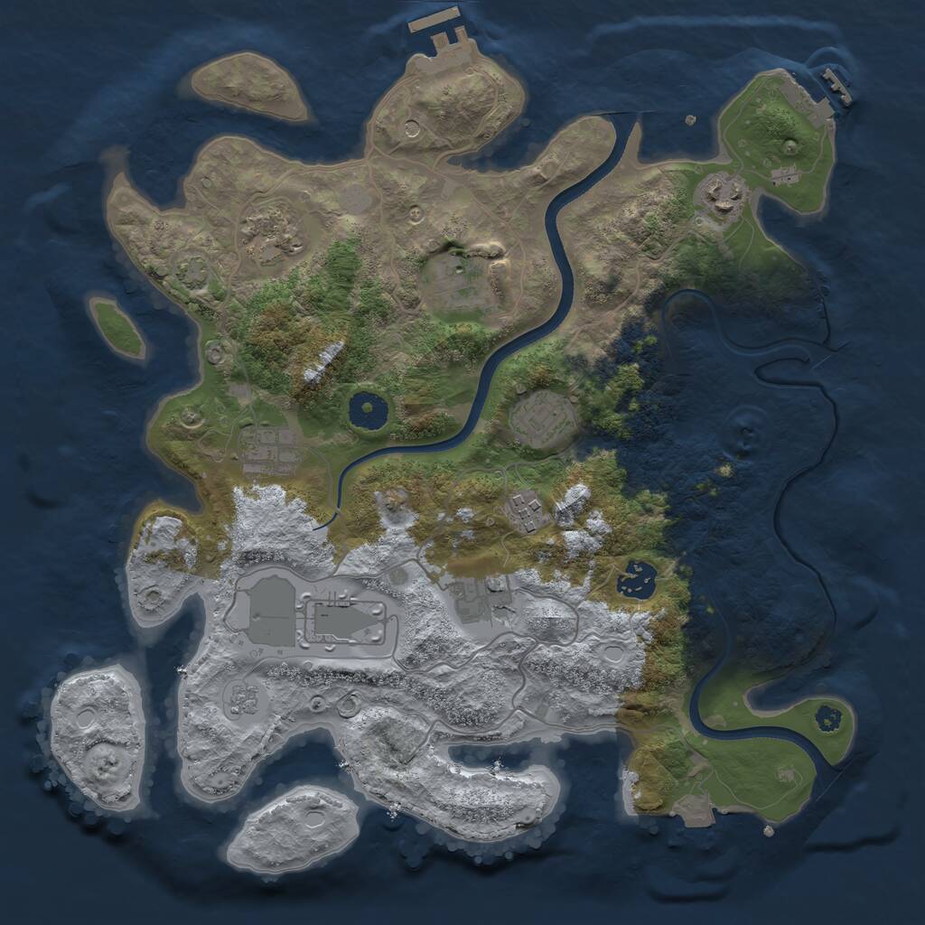 Rust Map: Procedural Map, Size: 3550, Seed: 317106, 15 Monuments