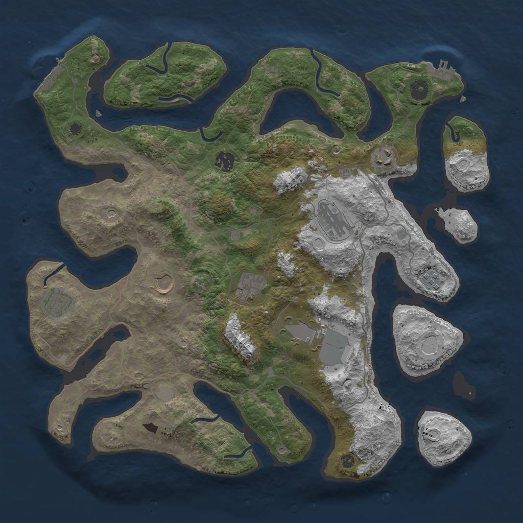 Rust Map: Procedural Map, Size: 4000, Seed: 2106303484, 16 Monuments