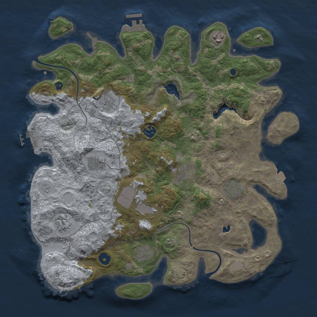 Rust Map: Procedural Map, Size: 4000, Seed: 743371, 15 Monuments
