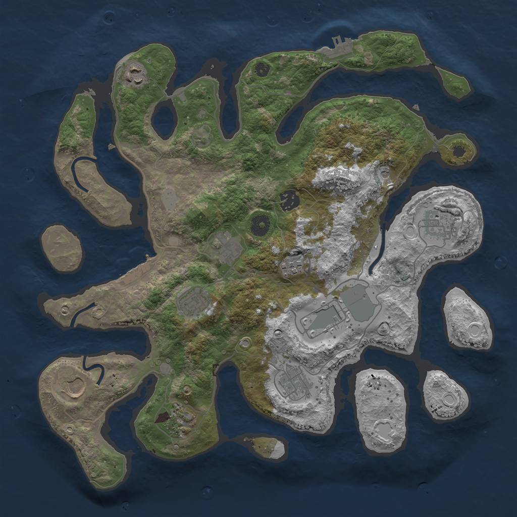 Rust Map: Procedural Map, Size: 3750, Seed: 49943, 18 Monuments