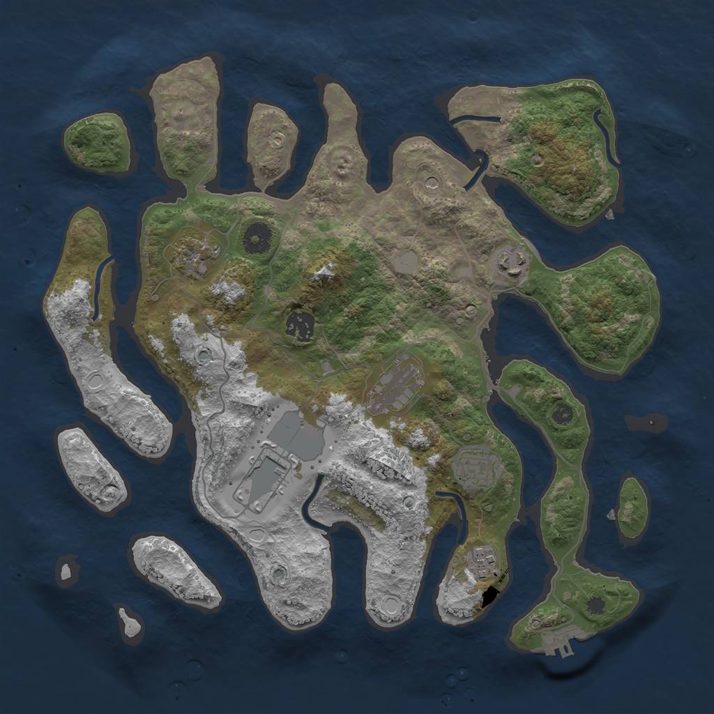 Rust Map: Procedural Map, Size: 3550, Seed: 825711, 14 Monuments