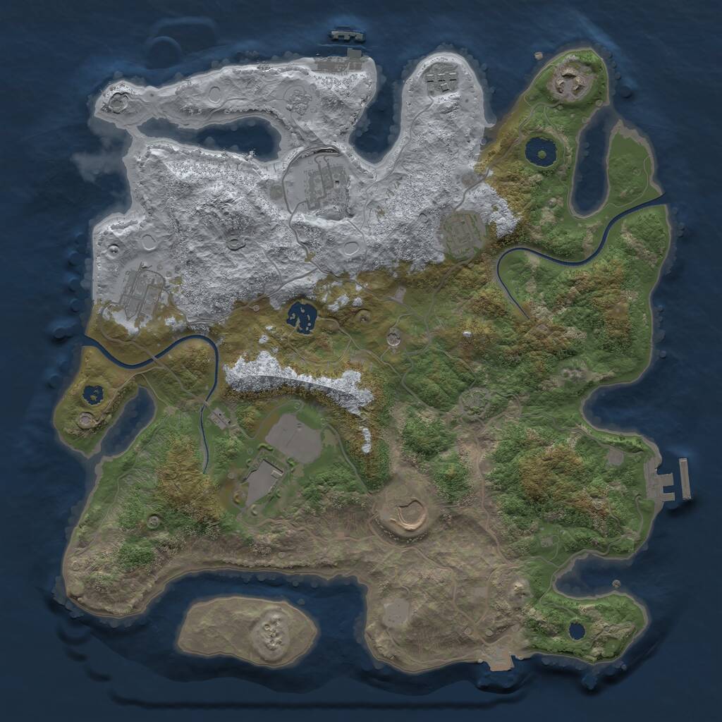 Rust Map: Procedural Map, Size: 3550, Seed: 609679, 14 Monuments